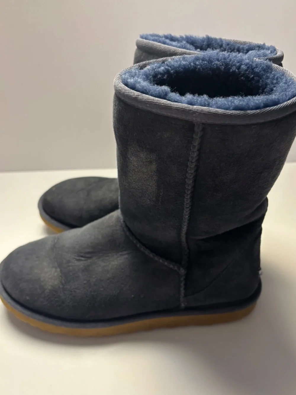 UGG Australia Classic Short Navy Blue Suede Sheepskin Boots Women’s Size 6